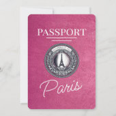 マゼンタピンクパリパスポ結婚ールズ 招待状 (裏面)