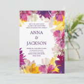 マゼンタピンクパープルフォーラル植物体庭園の結婚式 招待状 (スタンド正面)
