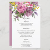 マゼンタピンクパープルフローラボホシック結婚ズメニュー (正面/裏面)