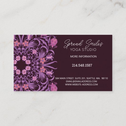 マゼンタピンクパープル芸術的曼荼羅 名刺 (裏面)