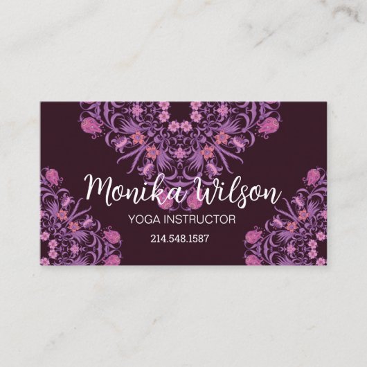マゼンタピンクパープル芸術的曼荼羅 名刺 (正面)
