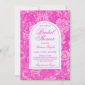 マゼンタピンクビクトリアンブライダルシャワー 招待状 (正面)