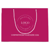 マゼンタピンクビジネス会社ウェブサイトあなたのロゴ ラージペーパーバッグ (正面)