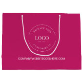 マゼンタピンクビジネス会社ウェブサイトあなたのロゴ ラージペーパーバッグ (裏面)