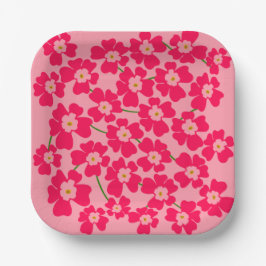 マゼンタピンクファンタジーフラワーガーデン結婚ズ ペーパープレート