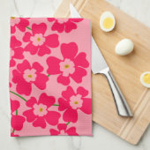 マゼンタピンクファンタジーフラワーガーデン キッチンタオル (四つ折り)