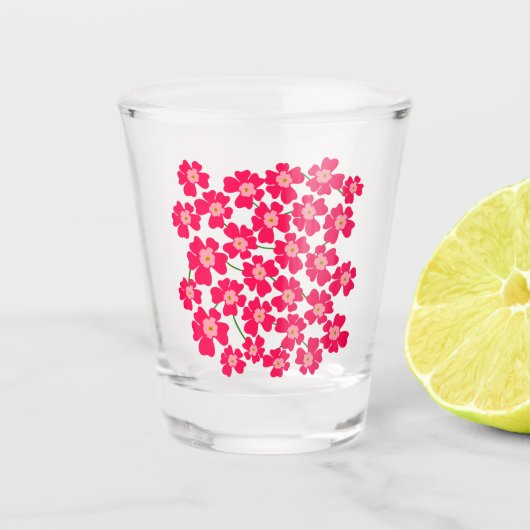 マゼンタピンクファンタジーフラワーガーデン ショットグラス (正面)