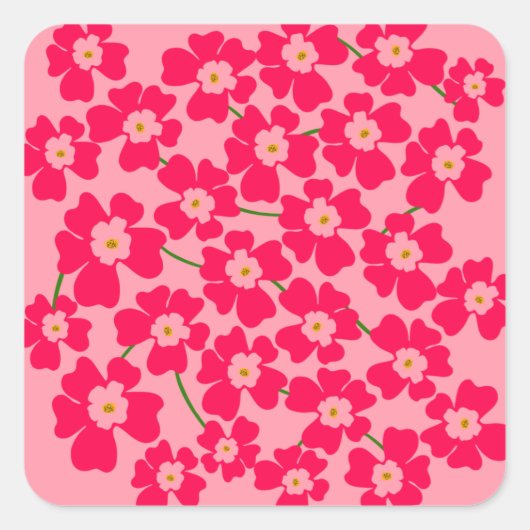 マゼンタピンクファンタジーフラワーパワー スクエアシール (正面)