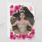 マゼンタピンクフローラプリンセスキンセアニラ写真 招待状 (裏面)