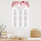 マゼンタピンクフローラ結婚のシーティングチャート ポスター (キッチン)