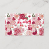 マゼンタピンクフローラ結婚の詳細カード 名刺 (裏面)