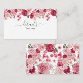 マゼンタピンクフローラ結婚の詳細カード 名刺 (正面/裏面)