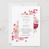 マゼンタピンクフローラ結婚式招待状 招待状 (正面)