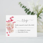 マゼンタピンクフローラRSVP結婚のカード 出欠カード (スタンド正面)