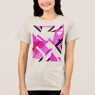 マゼンタピンクブラック形状抽象芸術インスパイアMCM- トライブレンドTシャツ