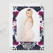 マゼンタピンクブルーインクフローラ水彩ブライダル 招待状 (裏面)