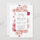 マゼンタピンクベビーシャワーガール招待状 招待状 (正面)