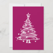 マゼンタピンクホワイトクリスマスツリーパーティー 招待状 (裏面)