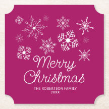 マゼンタピンクホワイトスノーフレークスクリスマスパーティー