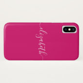 マゼンタピンクホワイトモダンシックエレガントスクリプト Case-Mate iPhoneケース (裏面(横))