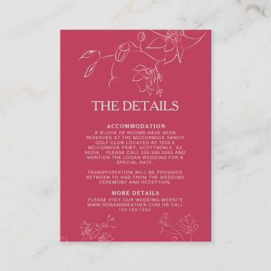 マゼンタピンクボホフローラボ結婚タニカル詳細 エンクロージャーカード (正面)