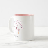 マゼンタピンクメリーと甘い甘い甘い甘い甘い甘い水の色 ツートーンマグカップ (正面左)