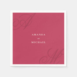 マゼンタピンクモダンエッジエレガントモノグラ結婚ム スタンダードカクテルナプキン
