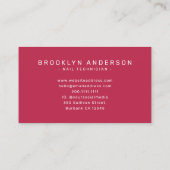 マゼンタピンクモダンタイポグラフィネイルアーティスト 名刺 (裏面)