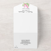 マゼンタピンクモダン明るい赤紫色はっきりしたエレガントフローラ オールインワン招待状 (外側)