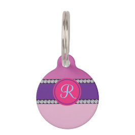 マゼンタピンクモノグラム ペット　ネームタグ