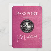 マゼンタピンクモルディブパスポート結婚式招待状 招待状 (裏面)