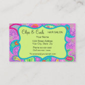 マゼンタピンクリムグリーンモダンペイズリーパターン 名刺 (裏面)