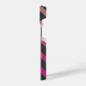 マゼンタピンクレッドグラデーションダークグレーシェブロンパターン iPhoneケース (左側面)