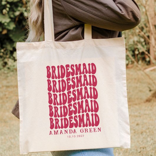 マゼンタピンクレトロボーパーソナライズされたバチェロレッテ トートバッグ