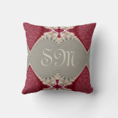 マゼンタピンクレースのよう色FXモノグラムレッドホワイトクッション クッション (裏面)