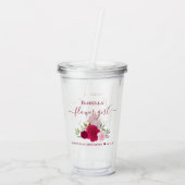 マゼンタピンクローズエレガントフラワーガール結婚ズ アクリルタンブラー (裏面)