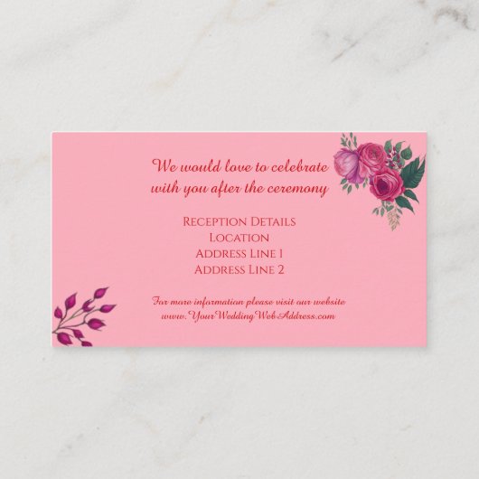 マゼンタピンクローモダンズ結婚ズ エンクロージャーカード (裏面)