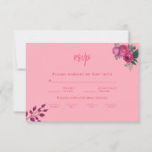 マゼンタピンクローモダンズ結婚ズ 出欠カード (裏面)