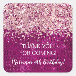 マゼンタピンク任意の年齢の誕生日パーティーの好意 スクエアシール