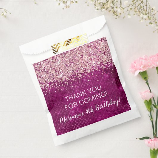 マゼンタピンク任意の年齢の誕生日パーティーの好意 フェイバーバッグ (封をした状態)