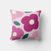 マゼンタピンク抽象芸術レトロ花模様 クッション (正面)