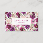 マゼンタピンク水色フローラ名刺 名刺 (正面)