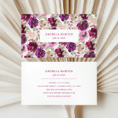 マゼンタピンク水色フローラ名刺 名刺