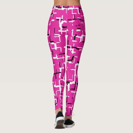 マゼンタピンク白黒シック レギンス (裏面)