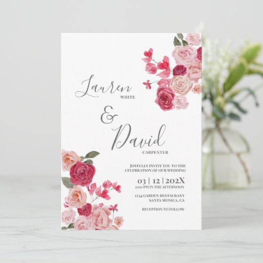 マゼンタピンク結婚式招待状 招待状 (スタンド正面)