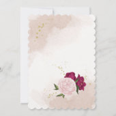 マゼンタピンク色の花の緑のシーティングチャートカード 招待状 (裏面)