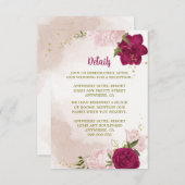 マゼンタピンク色の花は離れ緑 エンクロージャーカード (正面/裏面)