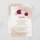 マゼンタピンク色の花は離れ緑 エンクロージャーカード (正面/裏面)