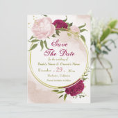 マゼンタピンク色の花は離れ緑 セーブザデート (スタンド正面)