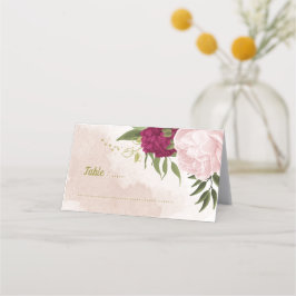 マゼンタピンク色の花は離れ緑 プレイスカード